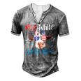 Red White And Moo Patriotic Cow Usa Flag 4Th Of July Farmer Men's Henley T-Shirt Grey