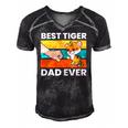 Best Tiger Dad Ever Happy Fathers Day Men's Short Sleeve V-neck 3D Print Retro Tshirt Black