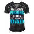 Dad Fishing Gift My Favorite Fishing Buddy Calls Me Dad Men's Short Sleeve V-neck 3D Print Retro Tshirt Black