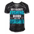 Dedushka Grandpa Fishing Gift My Favorite Fishing Buddy Calls Me Dedushka Men's Short Sleeve V-neck 3D Print Retro Tshirt Black