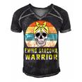 Ewings Sarcoma Warrior Skull Women Vintage Yellow Ribbon Ewings Sarcoma Ewings Sarcoma Awareness V2 Men's Short Sleeve V-neck 3D Print Retro Tshirt Black