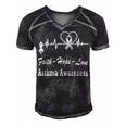 Faith Hope Love Asthma Awareness Heartbeat Christian Cross Grey Ribbon Asthma Asthma Awareness Men's Short Sleeve V-neck 3D Print Retro Tshirt Black