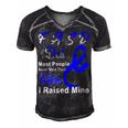 Fasd Dad Most People Never Meet Their Hero I Raised Mine Blue And Grey Ribbon Fetal Alcohol Spectrum Disorder Fetal Alcohol Spectrum Disorder Awareness Men's Short Sleeve V-neck 3D Print Retro Tshirt Black