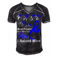 Fasd Mom Most People Never Meet Their Hero I Raised Mine Blue And Grey Ribbon Fetal Alcohol Spectrum Disorder Fetal Alcohol Spectrum Disorder Awareness Men's Short Sleeve V-neck 3D Print Retro Tshirt Black