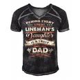 Father Grandpa Behind Every Great Lineman Daughter Is A Truly Amazing Dad480 Family Dad Men's Short Sleeve V-neck 3D Print Retro Tshirt Black