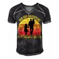 Father Grandpa Dad And Daughters Best Friends For Life Vintage137 Family Dad Men's Short Sleeve V-neck 3D Print Retro Tshirt Black