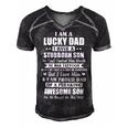 Father Grandpa I Am A Lucky Dad Fathers Day From Stubborn Son25 Family Dad Men's Short Sleeve V-neck 3D Print Retro Tshirt Black