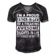 Father Grandpa Im A Proud In Law Of A Freaking Awesome Daughter In Law386 Family Dad Men's Short Sleeve V-neck 3D Print Retro Tshirt Black