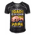 Father Grandpa Vintage Being A Dad Is An Honor Being A Papa Is Priceless Father Day 189 Family Dad Men's Short Sleeve V-neck 3D Print Retro Tshirt Black