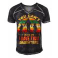 Father Grandpa You Cant Scare Me I Have Two Daughters Vintage Sunset 22 Family Dad Men's Short Sleeve V-neck 3D Print Retro Tshirt Black