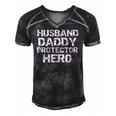 Fathers Day Gift From Wife Husband Daddy Protector Hero Men's Short Sleeve V-neck 3D Print Retro Tshirt Black