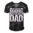 Favorite Baseball Player Calls Me Dad Men's Short Sleeve V-neck 3D Print Retro Tshirt Black