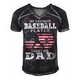 Favorite Baseball Player Calls Me Dad V2 Men's Short Sleeve V-neck 3D Print Retro Tshirt Black