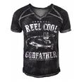 Fishing Reel Cool Godfather Men's Short Sleeve V-neck 3D Print Retro Tshirt Black