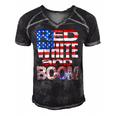 Fourth Of July Red White And Boom Fireworks Finale Usa Flag Men's Short Sleeve V-neck 3D Print Retro Tshirt Black