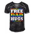 Free Dad Hugs Rainbow Lgbt Pride Fathers Day Gift Men's Short Sleeve V-neck 3D Print Retro Tshirt Black