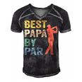 Funny Best Papa By Par Fathers Day Golf Gift Grandpa Men's Short Sleeve V-neck 3D Print Retro Tshirt Black