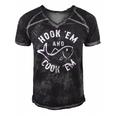 Funny Hookem And Cookem Fishing Men's Short Sleeve V-neck 3D Print Retro Tshirt Black