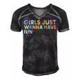Girls Just Wanna Have Fundamental Rights V2 Men's Short Sleeve V-neck 3D Print Retro Tshirt Black