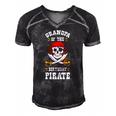 Grandpa Of The Birthday Pirate Themed Matching Bday Party Men's Short Sleeve V-neck 3D Print Retro Tshirt Black