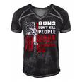 Guns Dont Kill People Dads With Pretty Daughters Humor Dad Men's Short Sleeve V-neck 3D Print Retro Tshirt Black