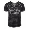 Happy First Fathers Day - New Dad Gift Men's Short Sleeve V-neck 3D Print Retro Tshirt Black