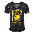 I Like Exercise Because I Love Eating Gym Workout Fitness Men's Short Sleeve V-neck 3D Print Retro Tshirt Black