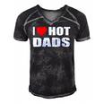 I Love Hot Dads I Heart Hot Dad Love Hot Dads Fathers Day Men's Short Sleeve V-neck 3D Print Retro Tshirt Black