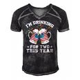 Im Drinking For Two This Year Pregnancy 4Th Of July Men's Short Sleeve V-neck 3D Print Retro Tshirt Black