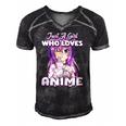 Just A Girl Who Loves Anime Peace Symbol V Fingers Fun Funny Men's Short Sleeve V-neck 3D Print Retro Tshirt Black