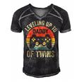 Leveling Up To Daddy Of Twins Expecting Dad Video Gamer Men's Short Sleeve V-neck 3D Print Retro Tshirt Black