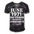 Made In June 1971 50 Years Of Being Awesome Men's Short Sleeve V-neck 3D Print Retro Tshirt Black