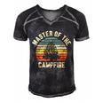 Master Of The Campfire Camping Vintage Camper Men's Short Sleeve V-neck 3D Print Retro Tshirt Black