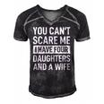 Mens Father You Cant Scare Me I Have Four Daughters And A Wife Men's Short Sleeve V-neck 3D Print Retro Tshirt Black
