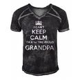 Mens I Cant Keep Calm Im A 1St Time Proud Grandpa Gift Men's Short Sleeve V-neck 3D Print Retro Tshirt Black