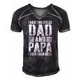Mens I Have Two Titles Dad And Papa I Rock Them Both Men's Short Sleeve V-neck 3D Print Retro Tshirt Black
