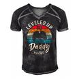 Mens I Leveled Up To Daddy Funny Promoted New Dad Again 2021 Ver2 Men's Short Sleeve V-neck 3D Print Retro Tshirt Black