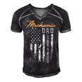 Mens Mechanic Dad Like A Normal Dad Only Cooler Usa Flag Men's Short Sleeve V-neck 3D Print Retro Tshirt Black