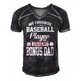Mens My Favorite Baseball Player Calls Me Bonus Dad Funny Bonus Men's Short Sleeve V-neck 3D Print Retro Tshirt Black