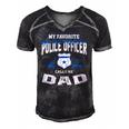 Mens My Favorite Police Officer Calls Me Dad Fathers Day Gift Men's Short Sleeve V-neck 3D Print Retro Tshirt Black