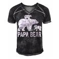 Mens Papa Bear Fathers Day Grandad Fun 2 Cub Kid Grandpa Men's Short Sleeve V-neck 3D Print Retro Tshirt Black