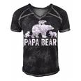 Mens Papa Bear Fathers Day Grandad Fun 3 Cub Kid Grandpa Men's Short Sleeve V-neck 3D Print Retro Tshirt Black