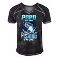 Mens Popo Is My Name Fishing Is My Game Fathers Day Gifts Men's Short Sleeve V-neck 3D Print Retro Tshirt Black