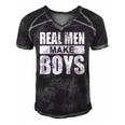 Mens Real Men Make Boys Daddy To Be Announcement Family Boydaddy Men's Short Sleeve V-neck 3D Print Retro Tshirt Black