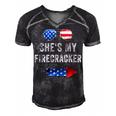 Mens Shes My Firecracker His And Hers 4Th July Matching Couples Men's Short Sleeve V-neck 3D Print Retro Tshirt Black