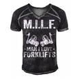 MILF Man I Love Forklifts Jokes Funny Forklift Driver Men's Short Sleeve V-neck 3D Print Retro Tshirt Black