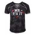 Mr Fix It Fathers Day Hand Tools Papa Daddy Men's Short Sleeve V-neck 3D Print Retro Tshirt Black