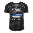 My Daddy Is My Hero Police Officer Thin Blue Line Men's Short Sleeve V-neck 3D Print Retro Tshirt Black