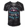 My First Fathers Day With My Baby Girl Daughter Daddy Men's Short Sleeve V-neck 3D Print Retro Tshirt Black