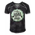 My Lucky Charms Call Me Daddy St Patricks Day Men's Short Sleeve V-neck 3D Print Retro Tshirt Black